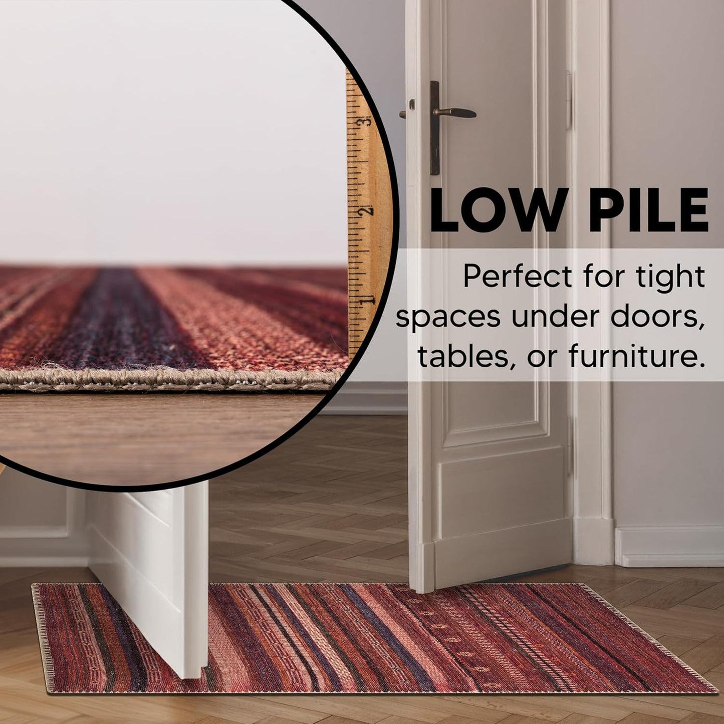 Keen Home Design 2x3 Rug - Machine Washable Entry Rug with Non-Slip Backing, Ideal for Enteryway, Kitchen, Bathroom, Laundry Room - Vintage, Easy Clean, Durable, Low Pile Rug - (2' x 3')