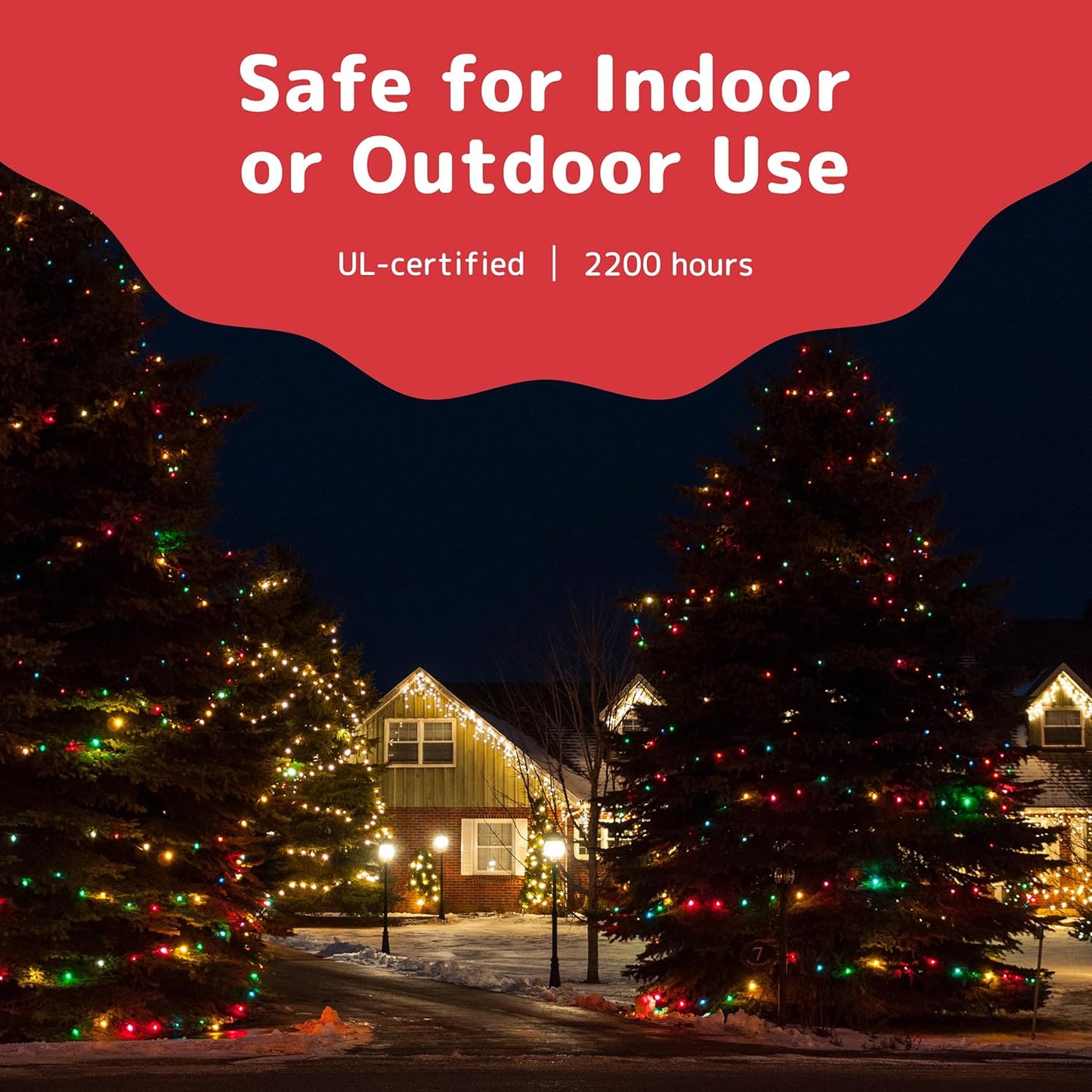 PREXTEX Bright & Colorful Christmas Lights (60 Feet, 300 Lights) - Fall Decor & Christmas Tree Lights with White Wire - Indoor/Outdoor String Lights – Multi-Color Twinkle Lights