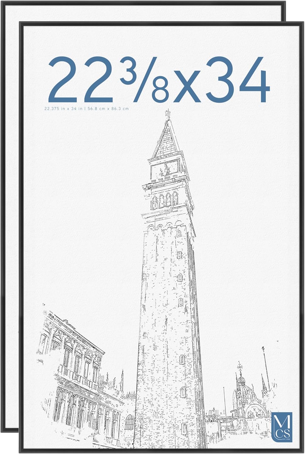 MCS Original Poster Frame 22.375x34 Black Lightweight Vertical & Horizontal Wall Hanging Large Picture Frame for Posters, Art Prints & Gallery Wall (2-Pack)