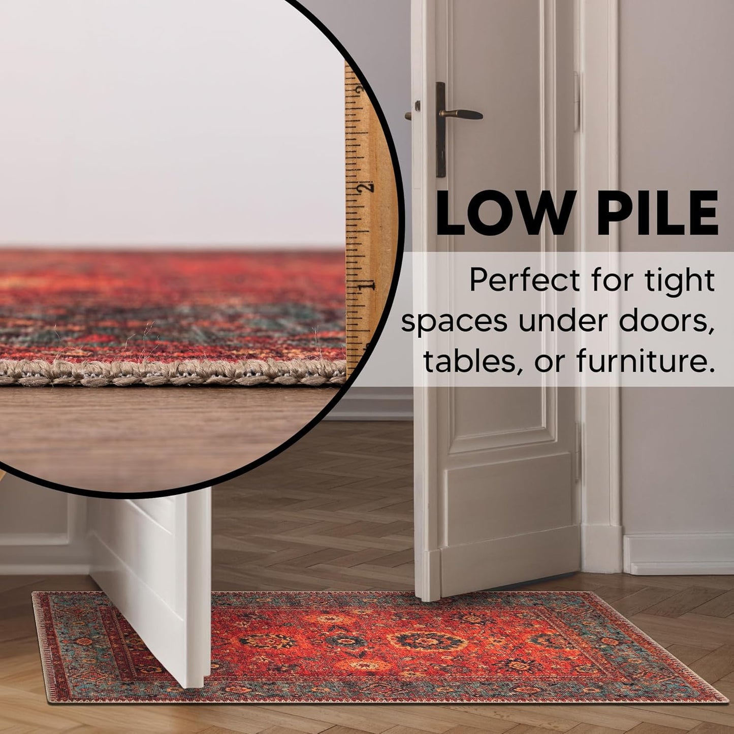 Keen Home Design 2x3 Rug - Machine Washable Entry Rug with Non-Slip Backing, Ideal for Enteryway, Kitchen, Bathroom, Laundry Room - Vintage, Easy Clean, Durable, Low Pile Rug - (2' x 3')