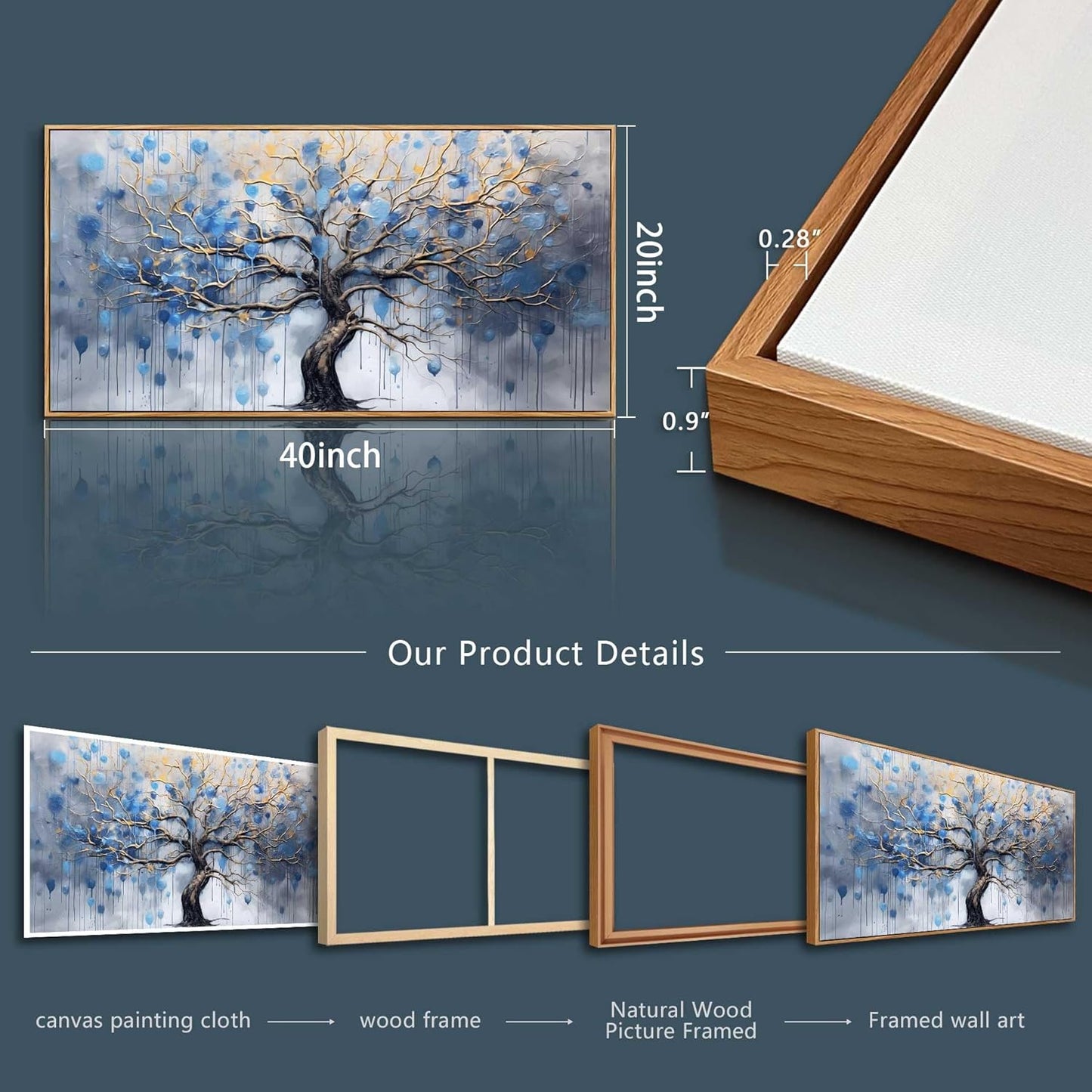 hyidecorart Wood Framed Canvas Wall Art For Living Room Large Wall Decor For Bedroom Modern Office Decor Black and White Inspiration Painting Prints Artwork Hang Abstract Pictures Home Decoration