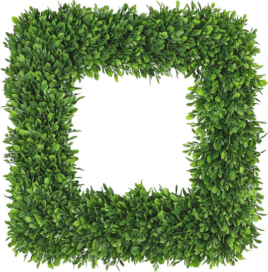 Artgar 22Inch Boxwood Wreath, Spring Wreaths for Front Door, Realistic Green Square Boxwood Wreath for Year-Round Decor, Artificial Summer Wreaths for Wedding Farmhouse Indoor/Outdoor Porch Decor