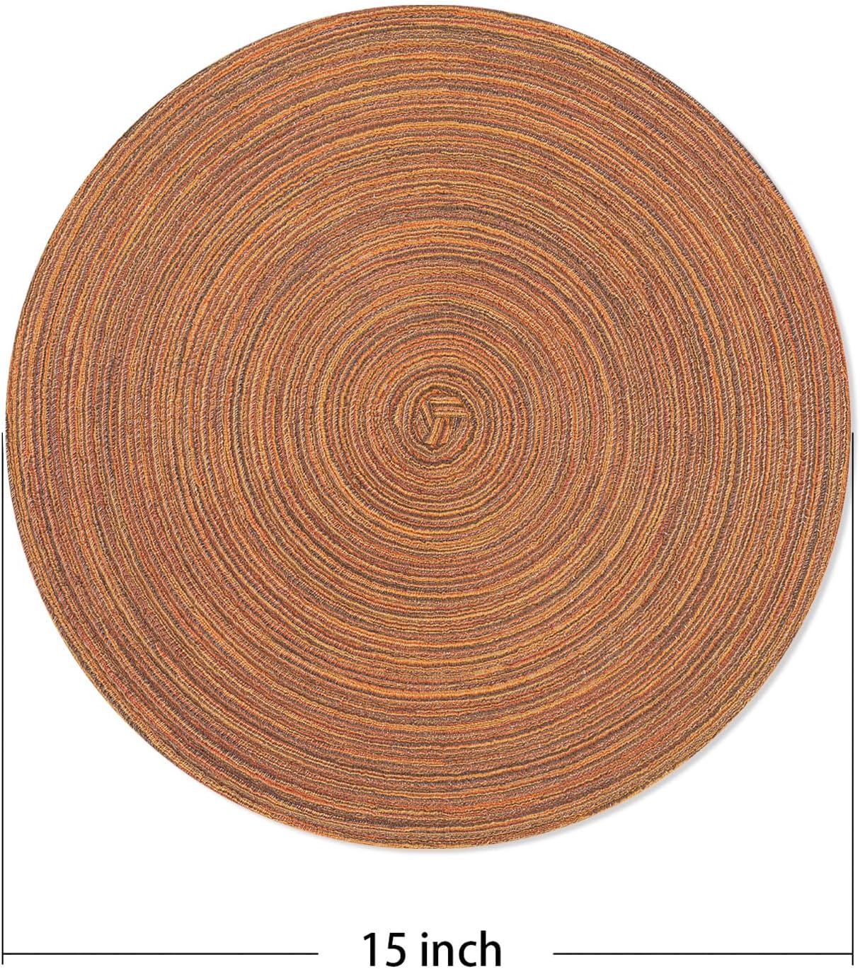 AHHFSMEI Round Braided Placemats Set of 6 Round Table Mats for Dining Tables Natural Woven Heat Resistant Place mats 15 Inch (Brown)