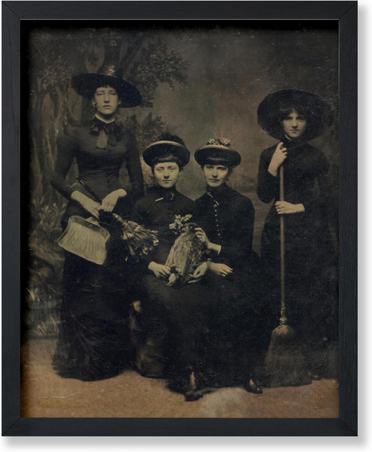Poster Master Vintage Four Witches Coven Poster - Retro Witches Print - Witchcraft Art - Halloween Art - Gift for Men & Women - Gothic Decor for Living Room, Bedroom or Dorm - 8x10 UNFRAMED Wall Art
