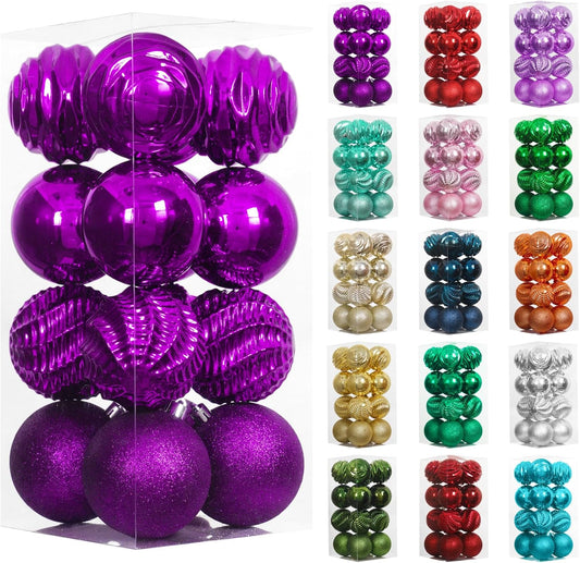 XmasExp 16ct Christmas Balls Ornaments - Shatterproof Large Hanging Ball Decorative Xmas Balls for Halloween Decorations Holiday Xmas Tree Decoration(3.15"/80mm, Purple)