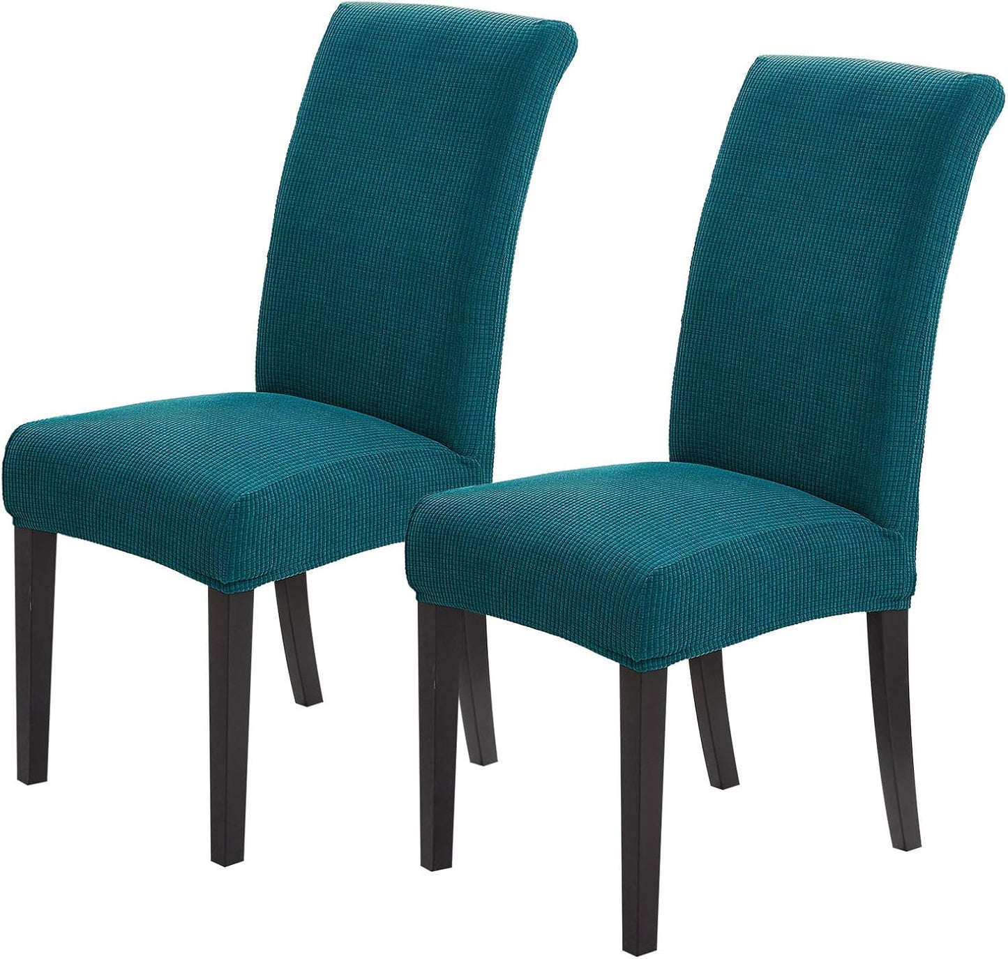 Joccun Chair Covers for Dining Room Set of 2,Dining Chair Slipcovers Stretch Dining Room Chair Covers Seat Protector,Washable Parsons Chair Cover for Home,Banquet(Peacock Blue,2 Pack)