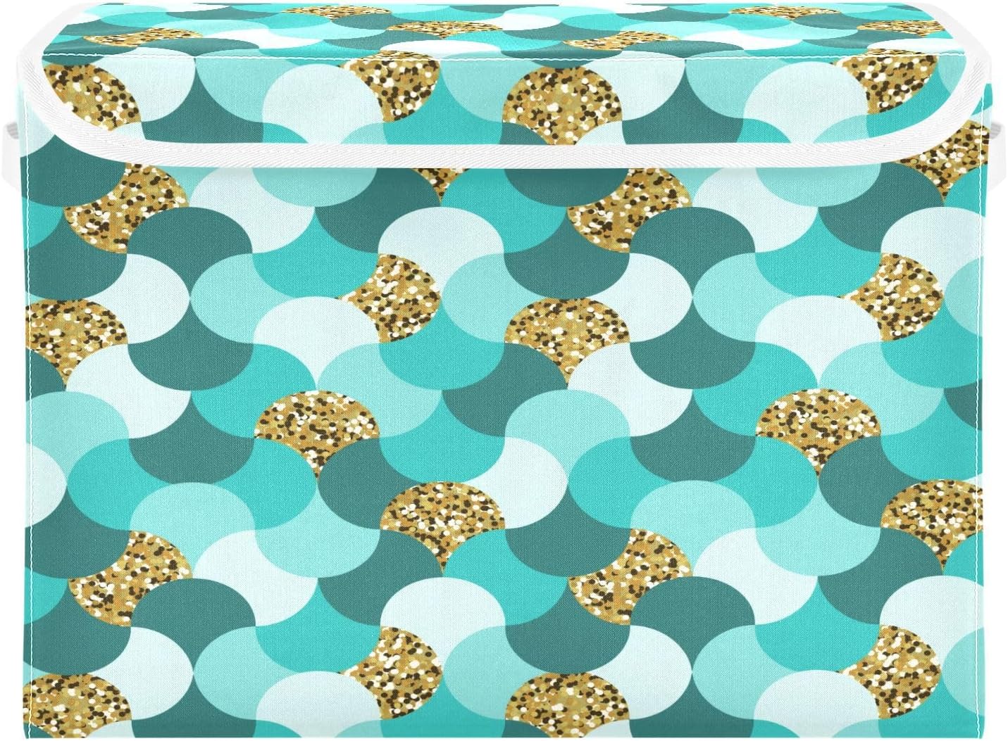 susiyo Abstract Sand Sea Waves fabric storage baskets with lids,Collapsible Storage Boxes,Foldable storage boxes with handles for Home,Office,Closet Organization