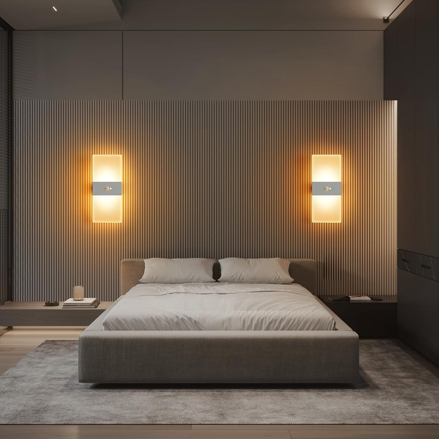 2pcs Motion Sensor Wall Sconces, Battery Operated Wall Sconce, Indoor Rechargeable USB Wall Light, Magnetic Wireless Warm White Energy Saving Wall Lamp for Hallway, Staircases, Living Room