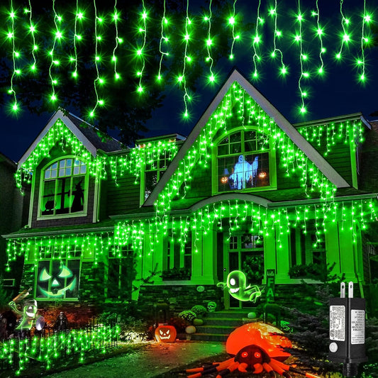 400 LED Icicle Christmas Lights Outdoor - 33FT Icicle Lights for Outside 8 Modes with 75 Drops, Plug in Waterproof Connectable Fairy String Lights for Indoor Holiday Party Christmas Decoration,Green
