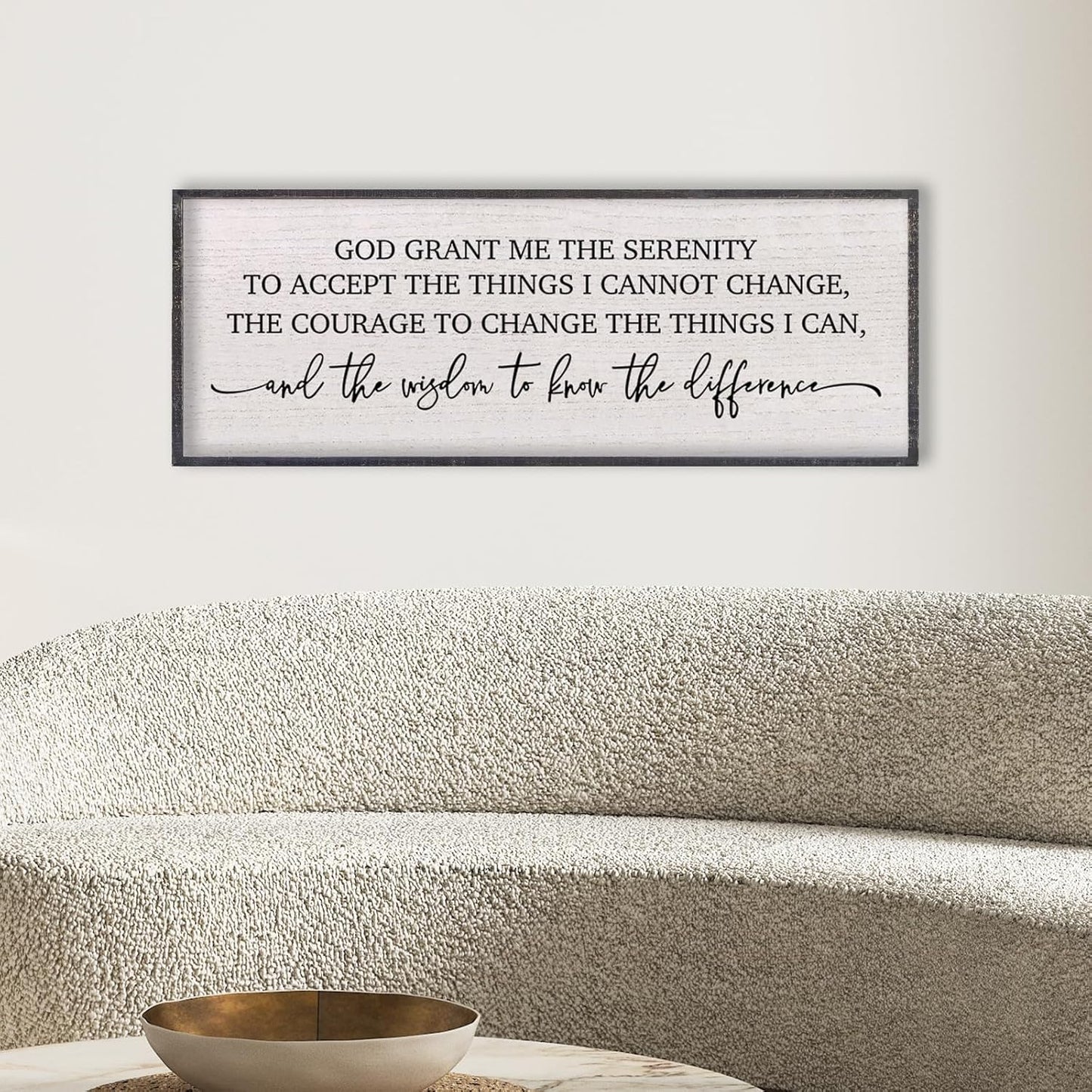 LuZhiQiang Serenity Prayer Bible Verse Sign Wall Decor God Grant Me Christian Inspiraional Quotes 40"×15" Wall Art for Living Room Bedroom (Black)