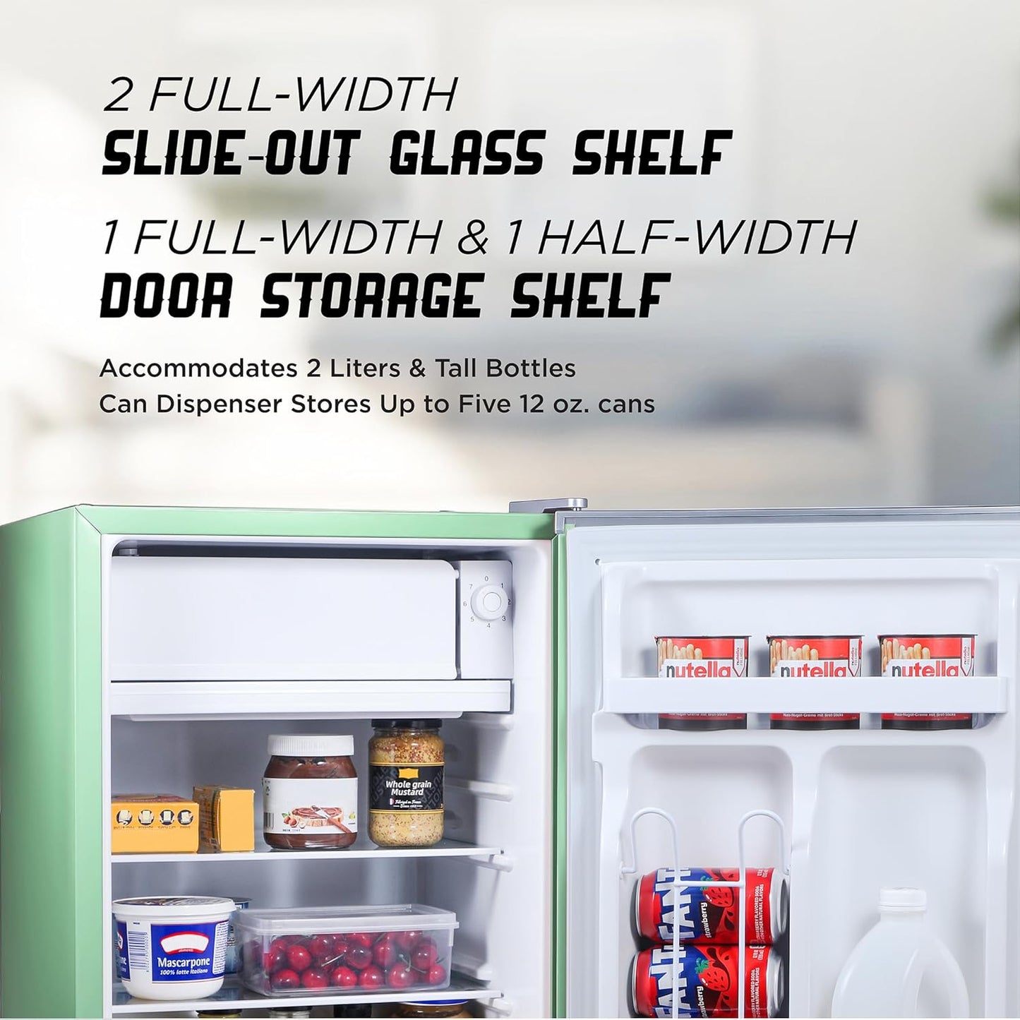 IBCR25MNT Compact, Energy Star Certified Small, Single Door Mini Fridge with Freezer Refrigerator, Large (2.5 cu ft), Mint Green