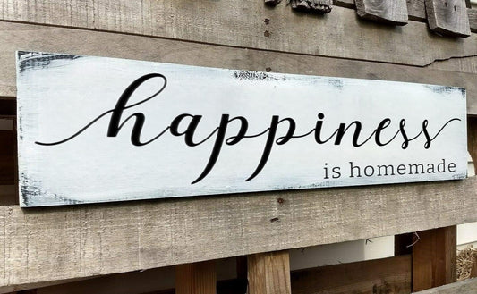 Happiness is Homemade Sign, Farmhouse Kitchen Sign,Rustic Wooden Kitchen Wall Decor for Dining Room (Happiness) 6x18 Inch