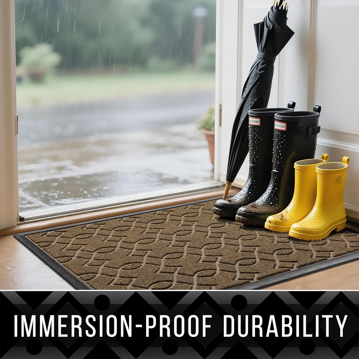 Yimobra Front Door Mat Outdoor Indoor 72x24, All-Season, All-Weather, Heavy Duty Welcome Door Mats Outside Entrance, Non Slip Porch Patio Entrance Mat, Brown