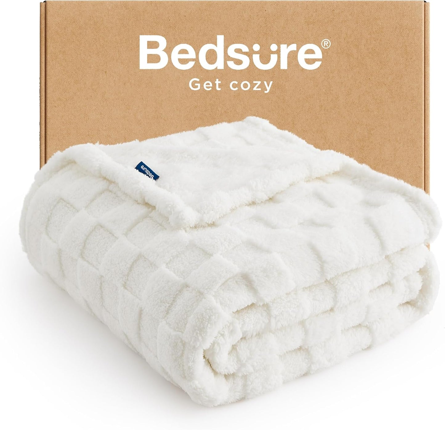 Bedsure GentleSoft White Throw Blanket for Couch - Super Soft Cozy Blankets Gifts for Women Men Girls, Cute Small Fleece Throws for Bedroom Home Decor, 50x70 Inches