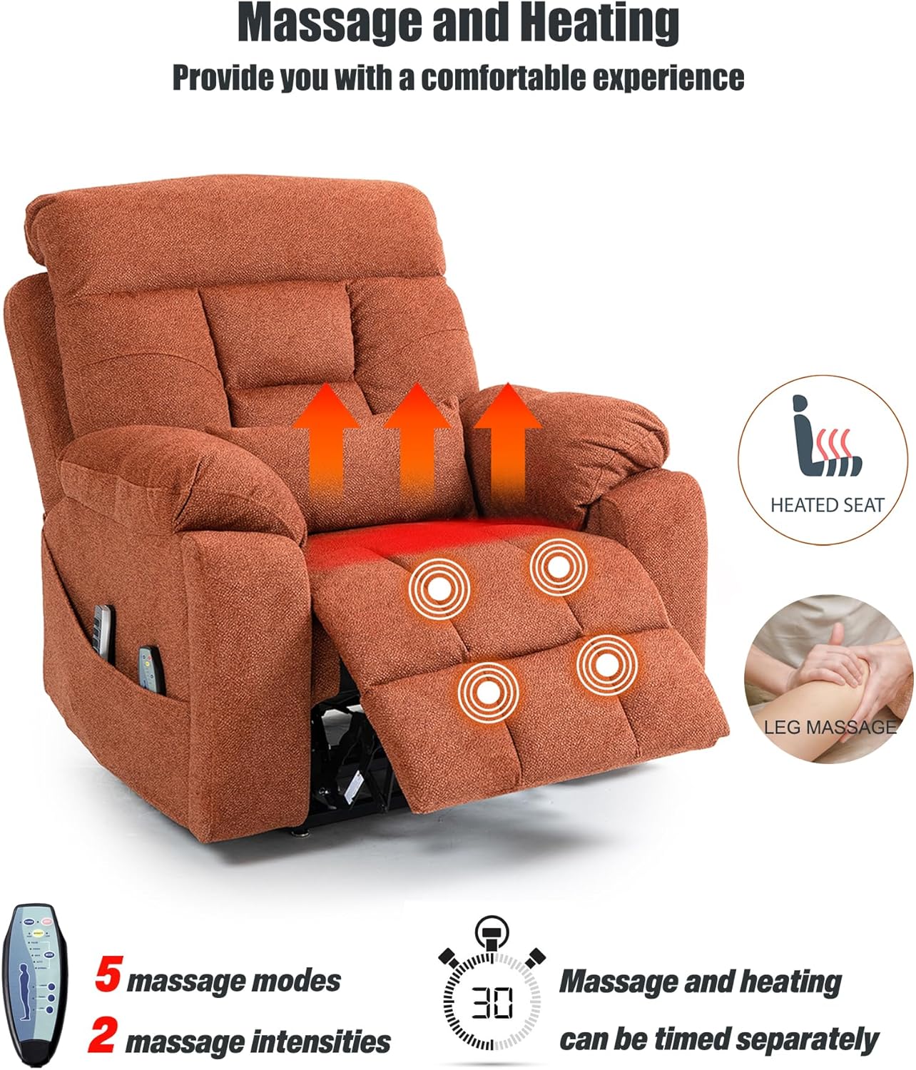 Oversized Lazy Boy Recliner Chair, 4 Motor Recliner with Power Headrest and Lumbar, Nursing Lift Chair with Vibrating Massage and Heated Seat