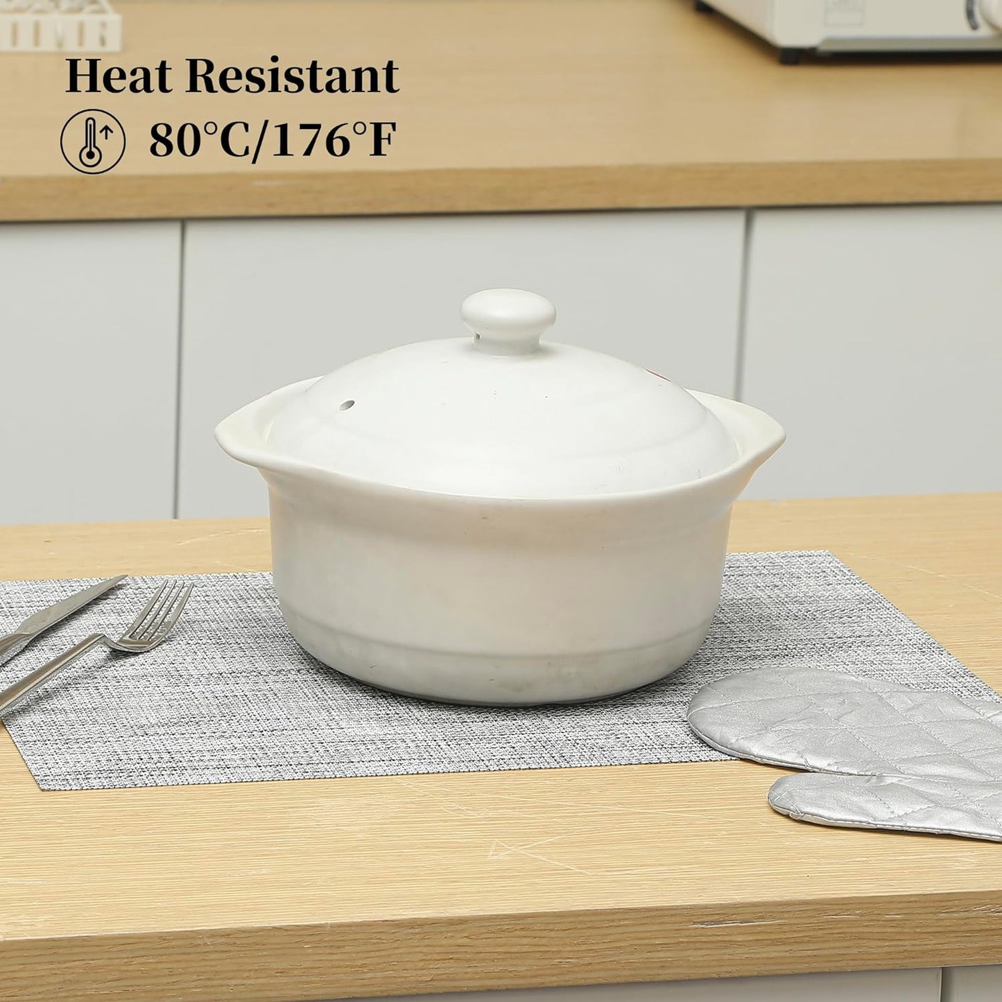 Leetaltree Linen Grey Placemats Set of 6 - Heat Resistant Non-Slip Place mats for Dining Table, Washable Durable PVC Vinyl Woven Table Mats（Linen Grey, 6）