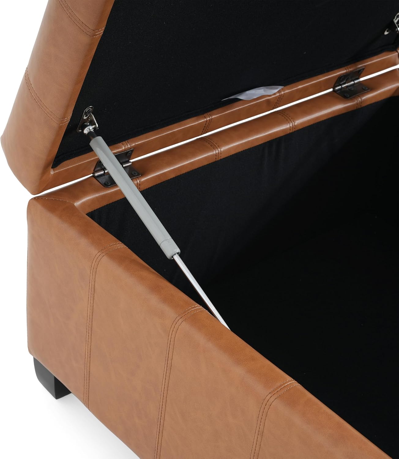 Christopher Knight Home Mervy PU Storage Ottoman with Button and Stitching, Faux Leather Indoor Upholstered Ottoman for Living Room Bedroom Home Office, Square Flip Top Foot Rest Bench, Light Brown