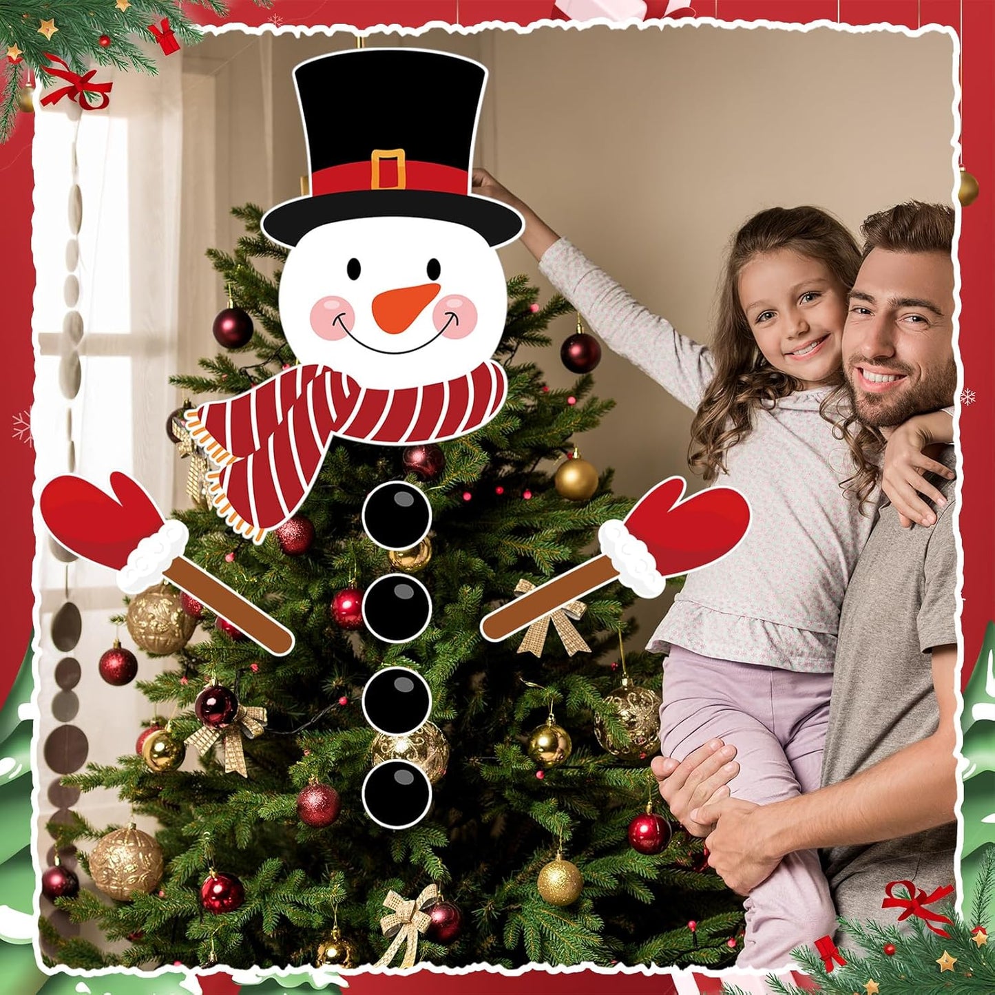 Snowman Christmas Decorations for Tree Snowman Christmas Tree Topper Head Arms Funny Xmas Ornament Decor for DIY Xmas Party Decorations Holidays Winter Indoor Home Gift