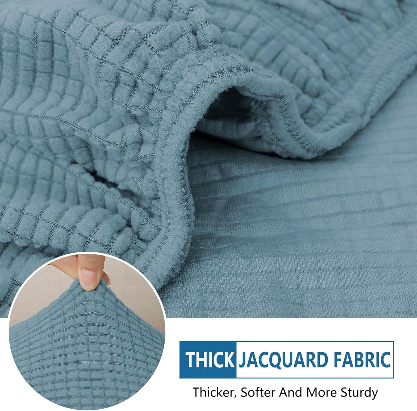 hyha Waterproof Couch Cushion Covers for Pets, Non Slip Sofa Seat Cover for Dogs Washable, Soft Thick Stretch Jacquard Fabric, Sofa Slipcovers with Elastic Bottom (1 Piece for Large, Lake Blue)