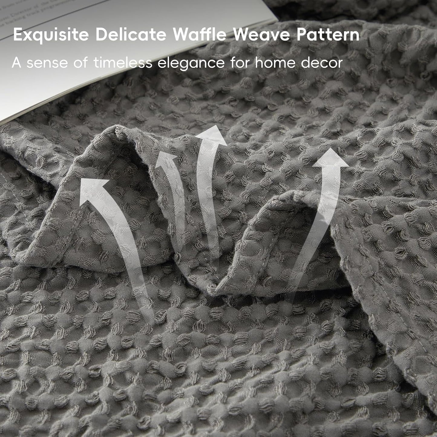 PHF Ultra Soft Waffle Weave Blanket Twin Size 66"x 90"- Washed Lightweight Breathable Cozy Woven Blanket for Bed - Aesthetic Decor for Couch Bedding Sofa Home Car - Grey