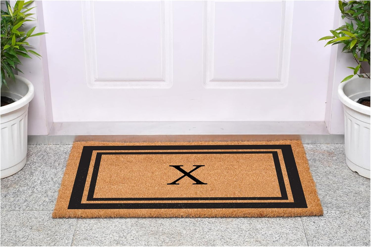 Calloway Mills 152961830X Black Border 18" x 30" Monogram Doormat, (Letter X)