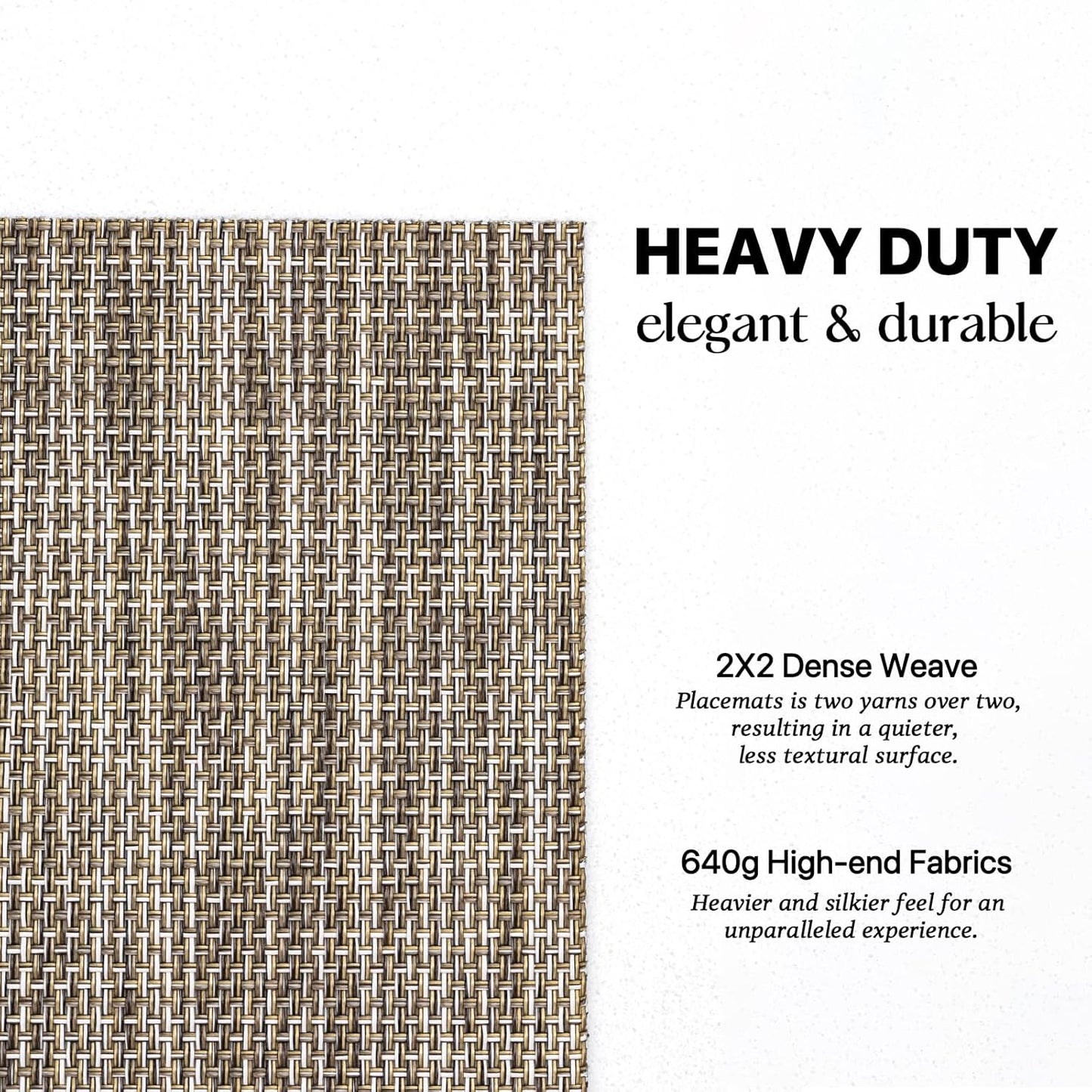 LEXMORE Placemats Set of 6 Vinyl/Plastic Woven Place Mats for Kitchen Table Indoor/Outdoor Washable Placemat Wipeable Dining Table Mats(Cappuccino)