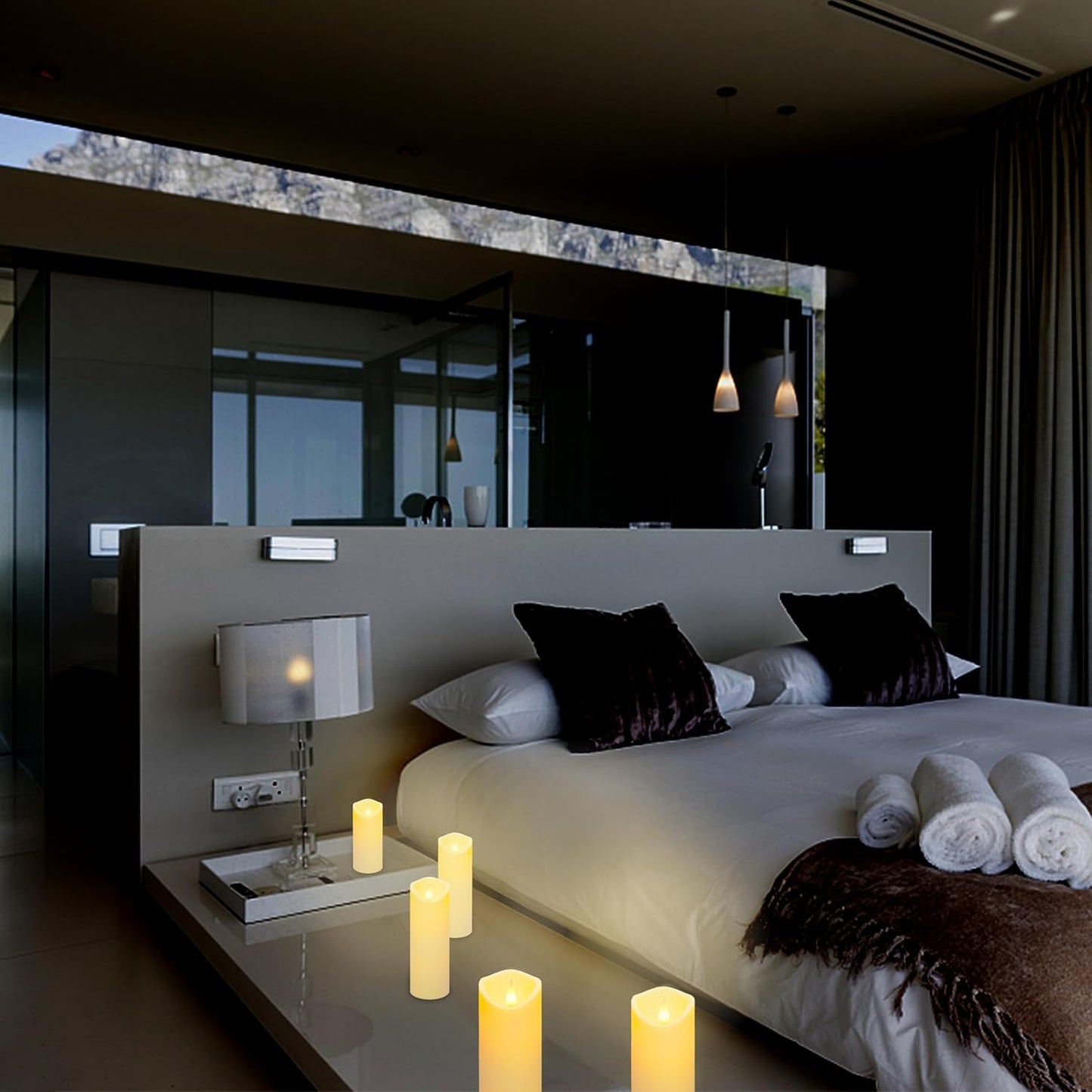 Aignis 9pcs Flameless LED Candles Battery Operated with 10-Key Remote & Timer, Indoor Heat Resistant, 3D Wick with Warm Flickering Glow for Cozy Home/Wedding/Holiday Décor (D 2.2" x H 5"/6"/7")