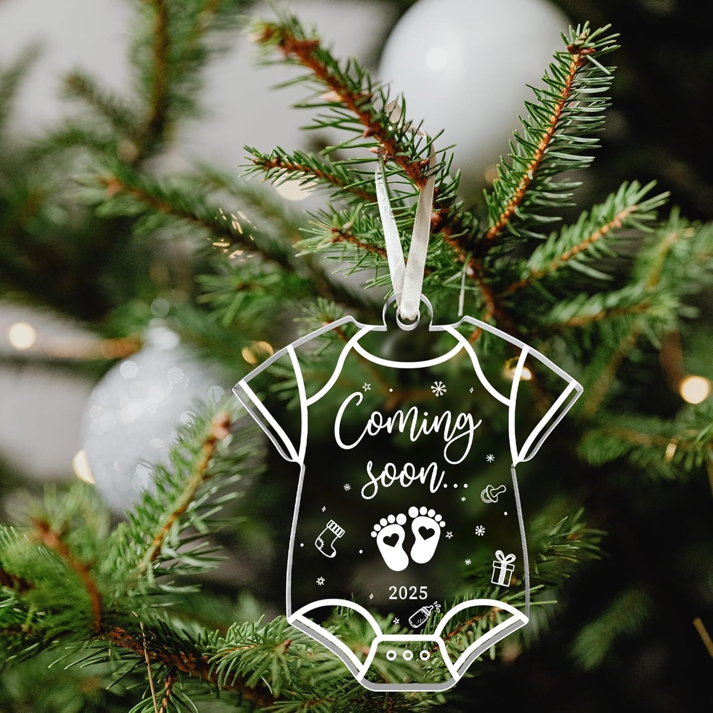 Expecting Baby Ornament 2025 - Pregnancy Announcement for Husband, Grandparents, Family, Aunt - Gifts for Expecting Parents, Expecting Parents to Be Unique Gifts 2025 - Acrylic Ornament