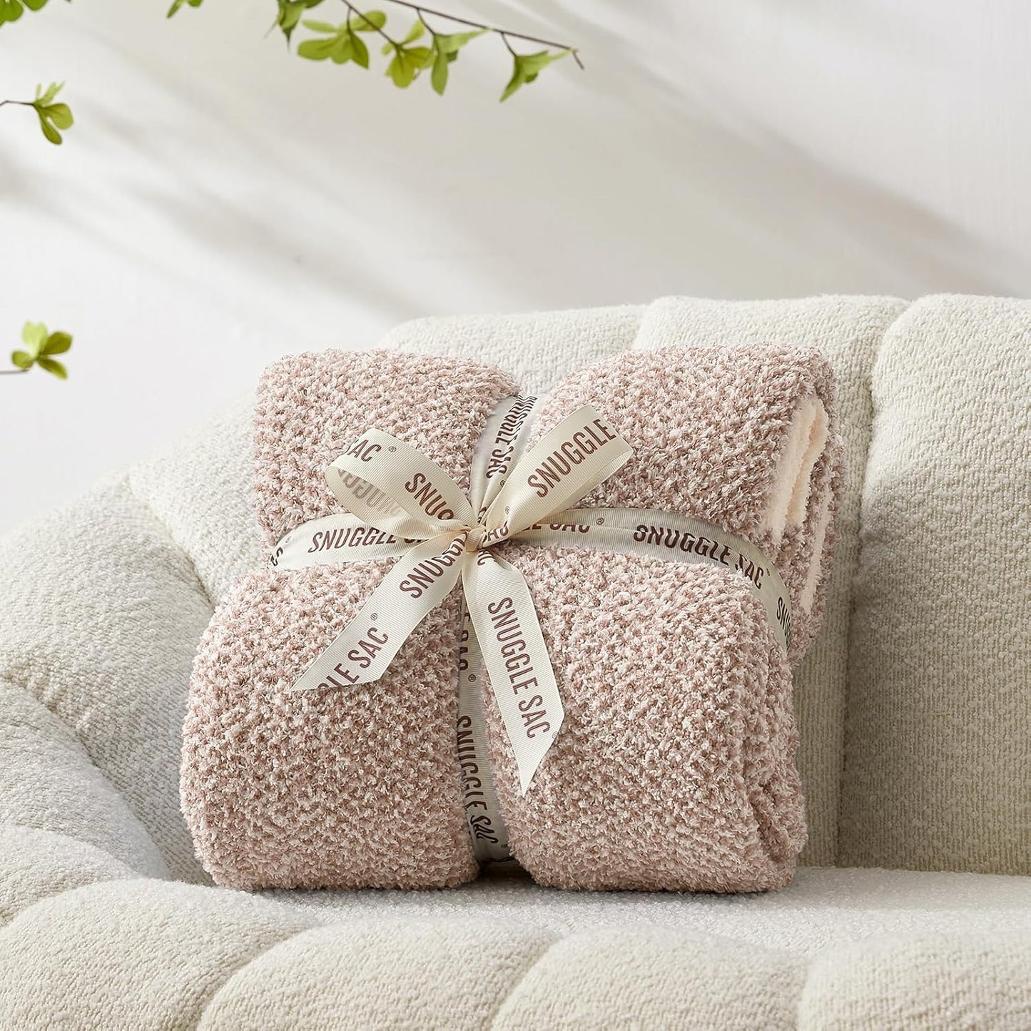 Snuggle Sac Queen Size Bedding Blanket Taupe,Super Soft Warm Microfiber Blankets Cozy Knit Fuzzy Plush Bed Blankets,Heather Taupe, 90x90 inches