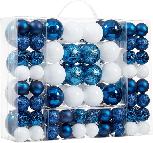 87-Pack Shatterproof Christmas Ball Ornaments Set, Christmas Tree Decorations with Hand-held Gift Package for Xmas Tree Holiday Wedding Party (Blue)
