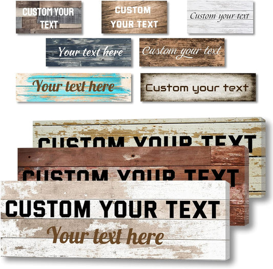 LZIMU Custom Signs for Wall Personalized Canvas Prints Sign with Your Text Customized Family Sign Wall Art for Rustic Farmhouse Home Decor (4"x8")