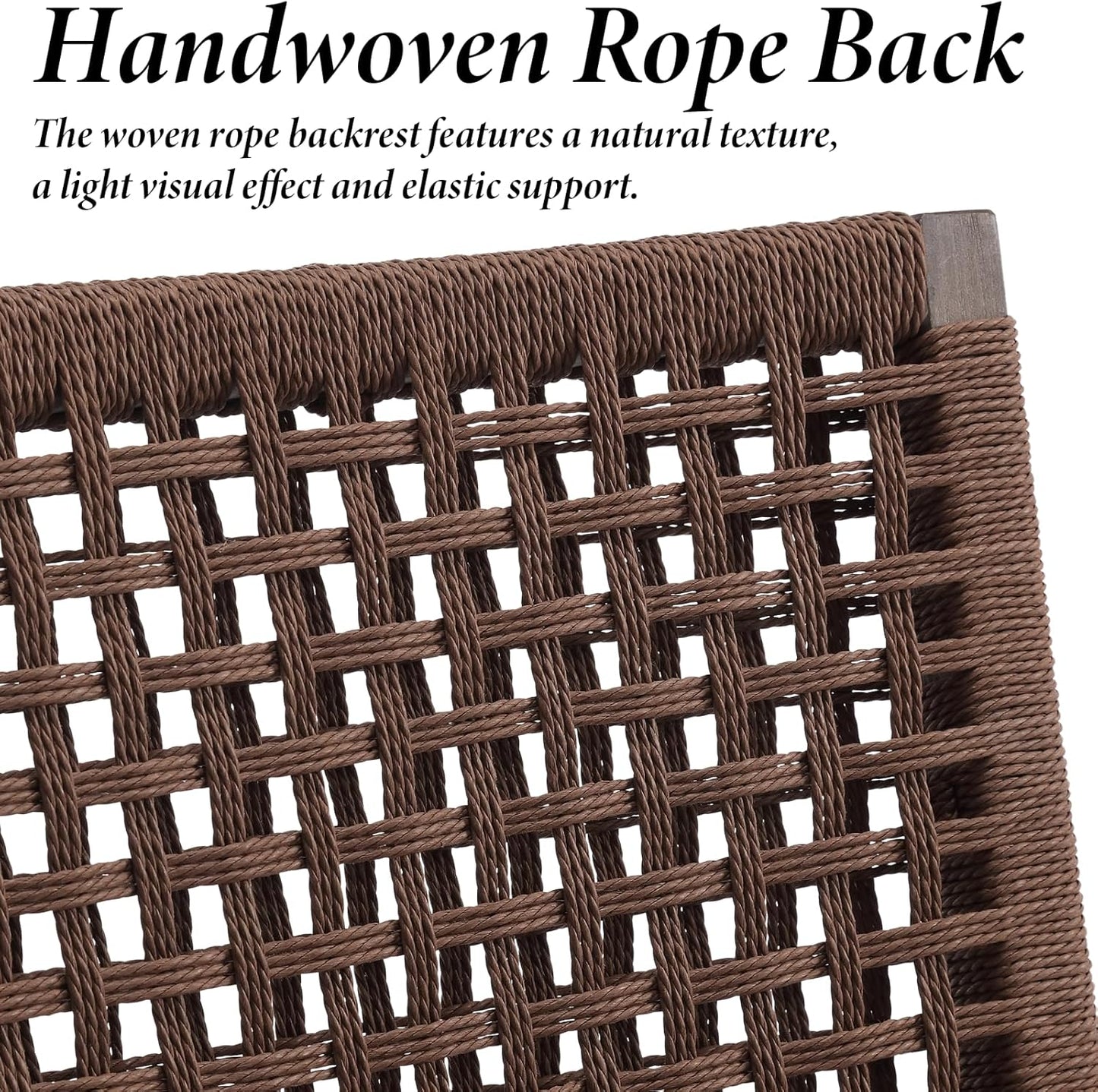 Kmax Farmhouse Dining Chairs Set of 2, Rustic Kitchen Chairs with Linen Fabric Seat and Woven Back, Vintage Accent Chairs for Dining Room, Living Room, Grey