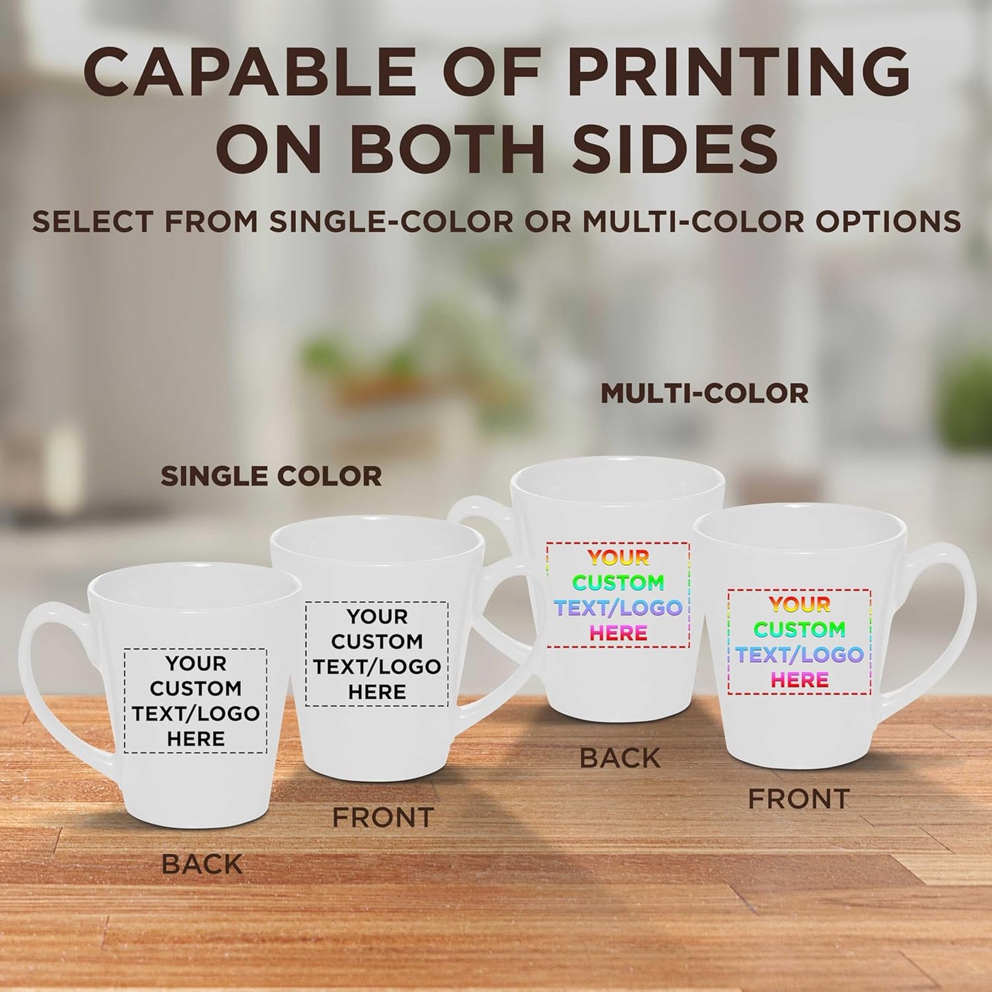 DISCOUNT PROMOS Custom Glossy Ceramic Latte Coffee Mug 12 oz. Set of 100, Personalized Bulk Pack - Perfect for Tea, Espresso, Cappuccino, Hot Cocoa - White