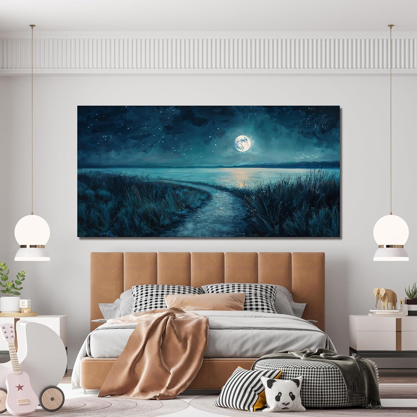 Canvas Wall Art Decor Modern Large Wall Decor For Living Room Blue Botanical Wall Art Blue Coastal Wall Art Artwork for Walls Large Canvas Prints Art Work For Home Office Wall Decor 29" X 58"