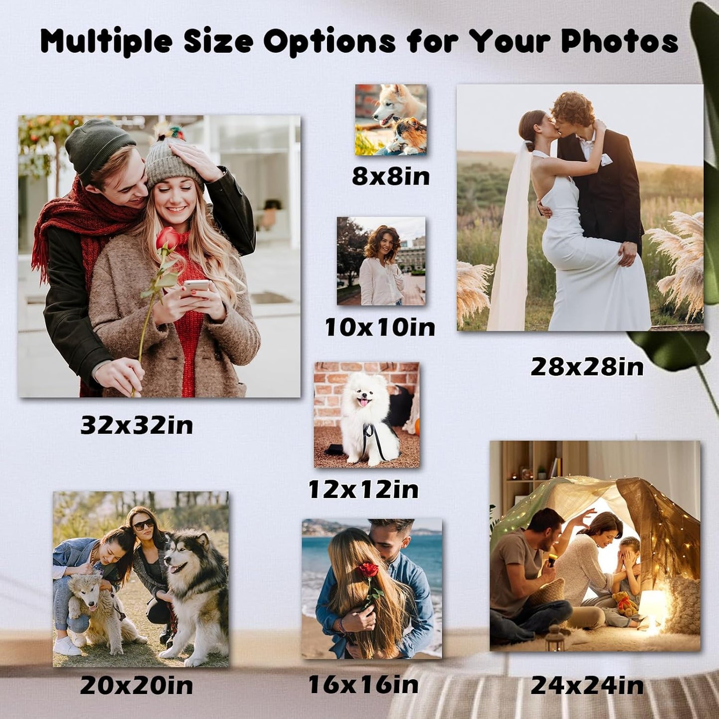 Personalized Custom Canvas Wall Art, Custom Canvas Prints With Your Photos, Customized Wall Art For Bedroom Unique Gift For Christmas Valentine'S Day Wedding Housewarming For Mom Women And Men 16×16