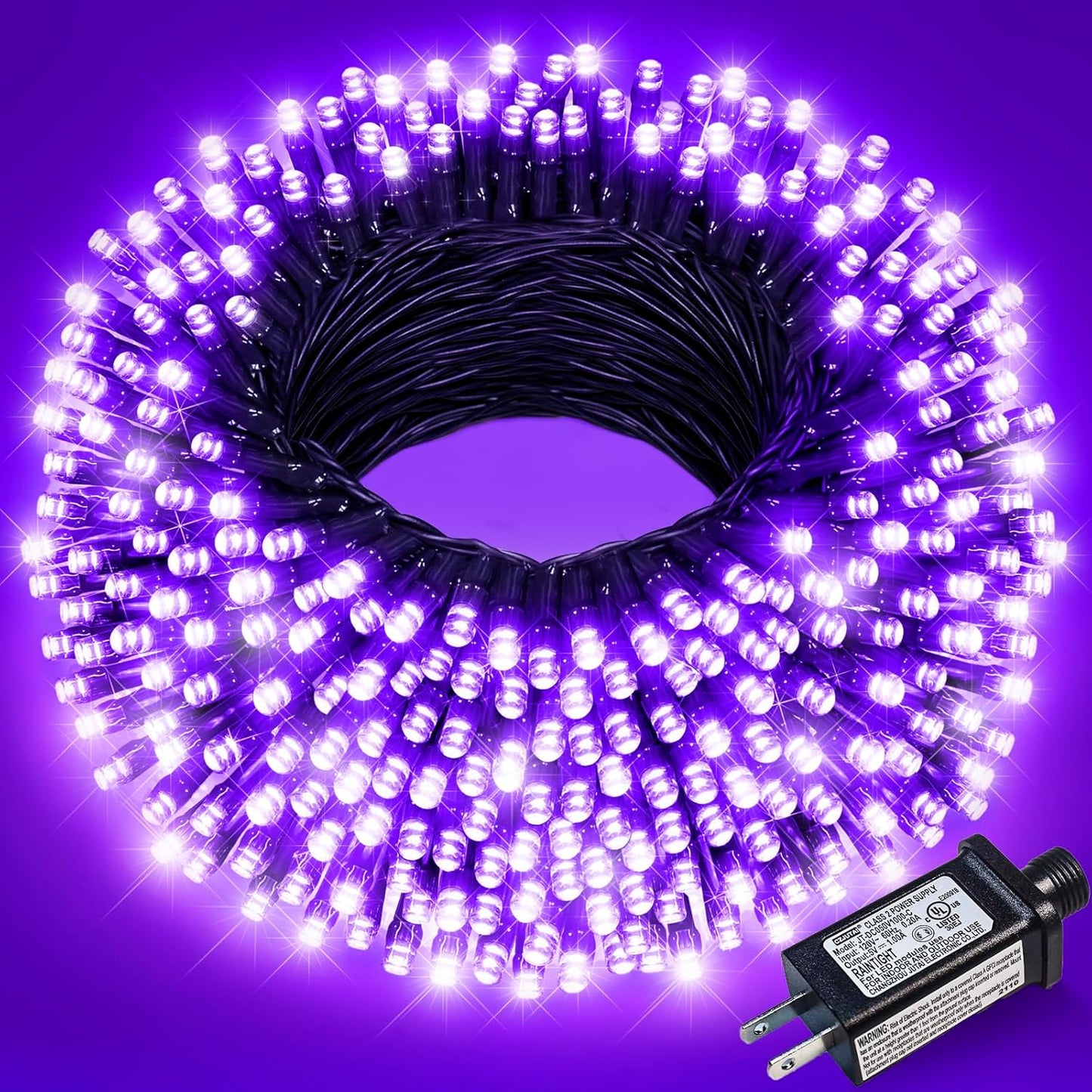 Purple Halloween Lights, 66FT 200 LED Halloween Lights Outdoor with 8 Modes Waterproof, Connectable String Light Indoor Green Wire for Tree Garden Patio Party Holiday Decorations