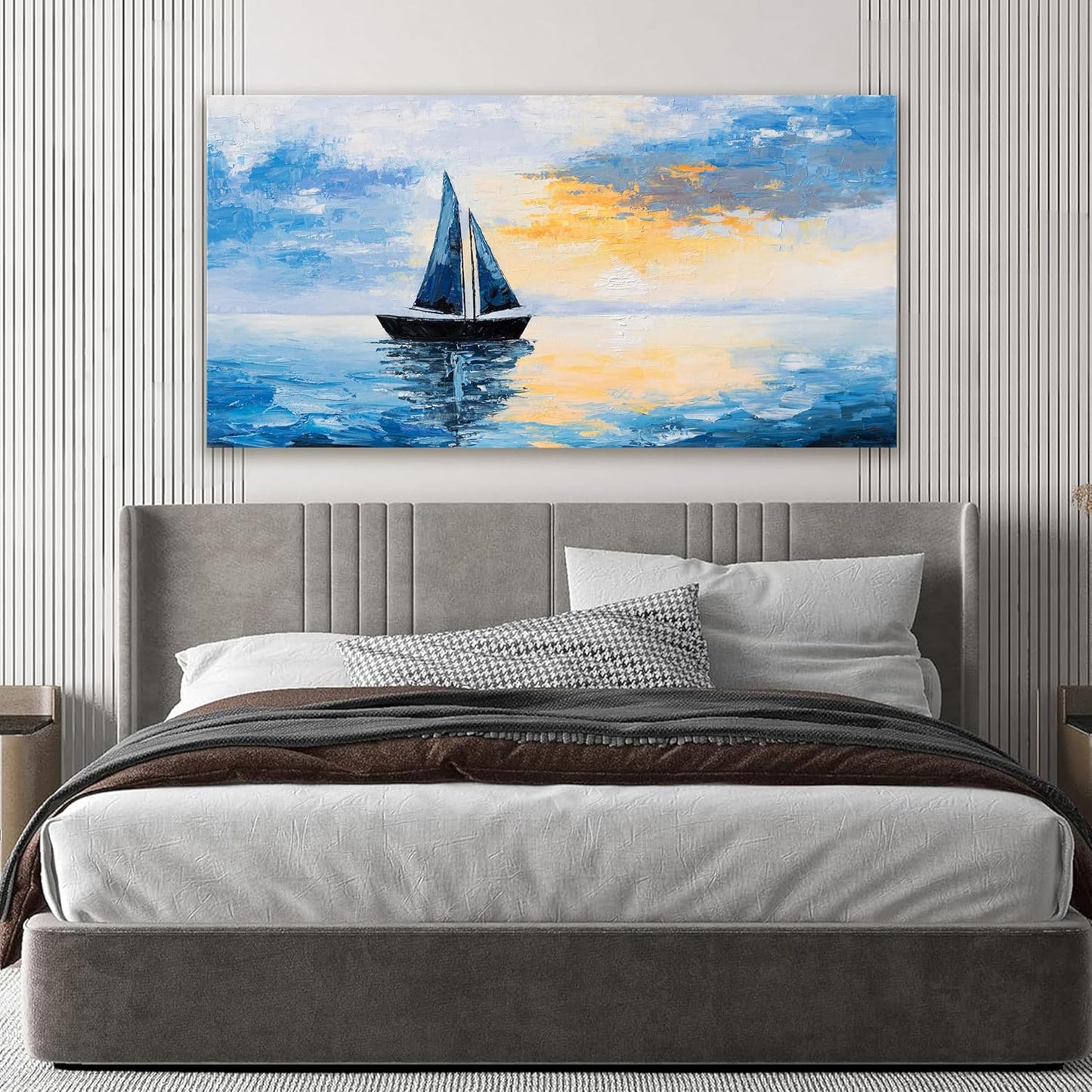 Canvas Wall Art Decor Modern Wall Art Pictures for Living Room Blue Coastal Wall Art Prints Artwork for Walls Landscape Natural Wall Art Decor Art Work for Home Office Room Wall Decor 20" x 40"