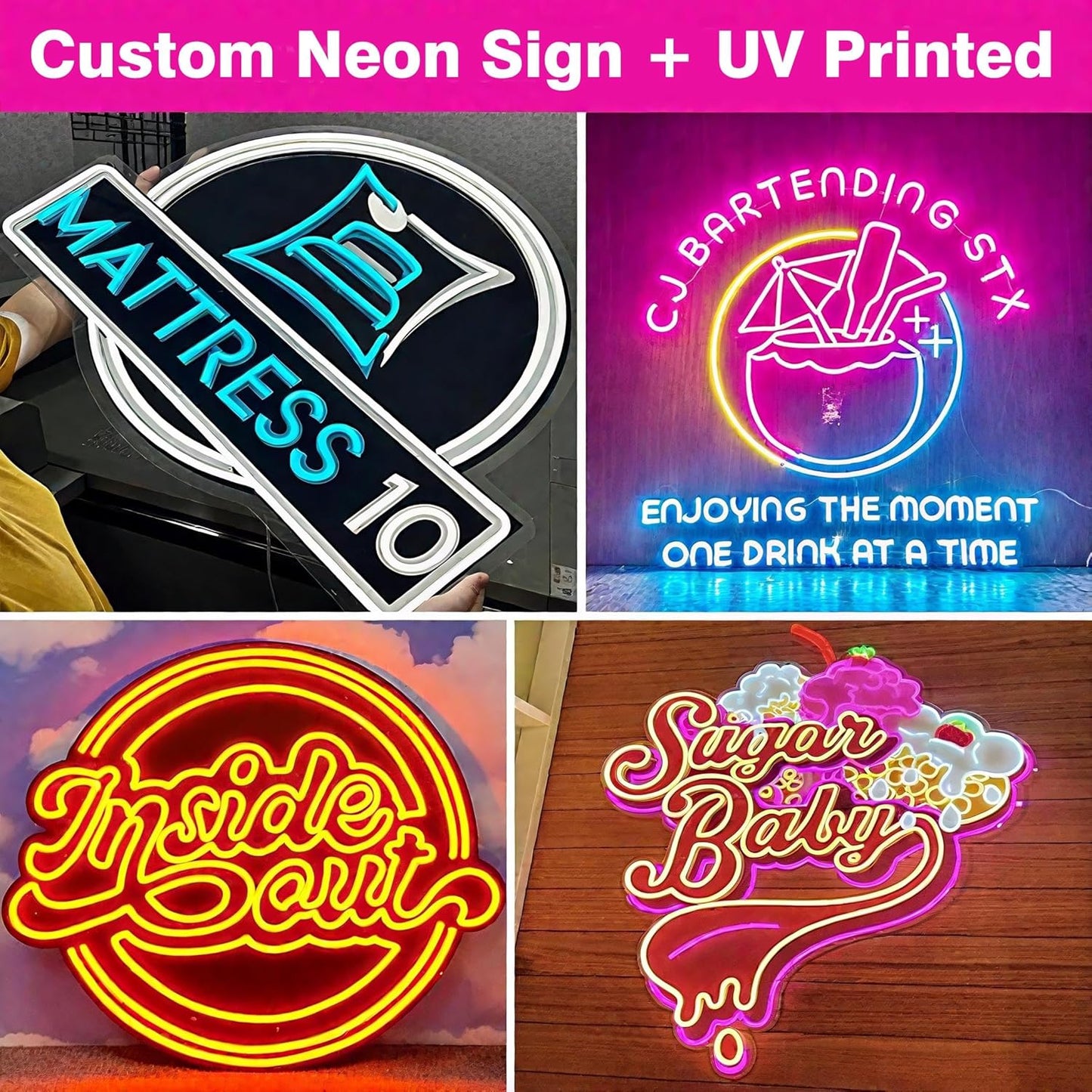Custom UV Printed Logo Neon Sign - Personalized Business LED Name Light for Salon, Shop, Bar, Office, Nails, Beauty Studio Wall Decor Grand Opening