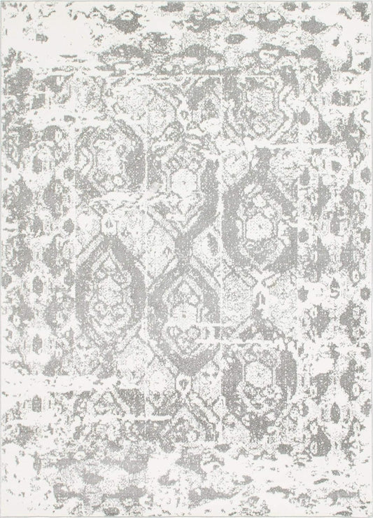 Unique Loom Rosso Collection Vintage, Geometric, Bohemian, Traditional, Distressed, Southwestern Area Rug, Rectangular 9' 0" x 12' 0", Light Gray/Ivory