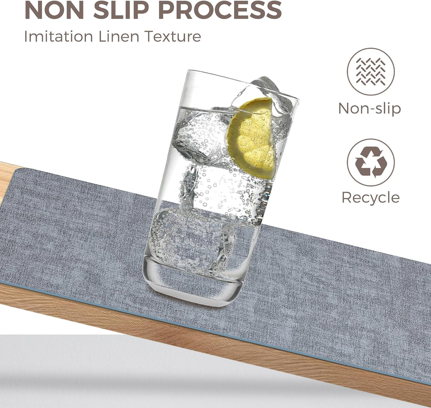 Vinyl Placemats Set of 6, Faux Leather Waterproof and Heat Resistant Place Mats, Washable Anti-Slip Table Mats with Coaster, Wipeable Placemats for Indoor & Outdoor 17" x 12" (Light Blue, Set of 6)