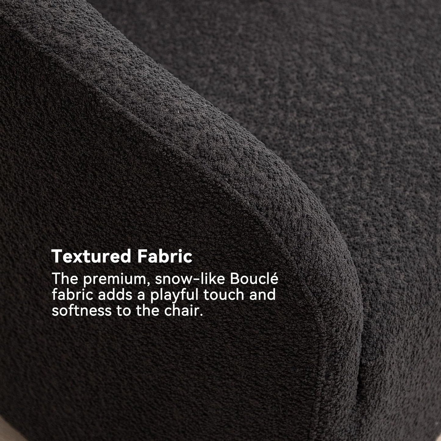 KINWELL 32" Wide Modern Boucle Swivel Barrel Chair, No Assembly Round Upholstered Swivel Accent Armchair for Living Room, Bedroom, Office (Black)