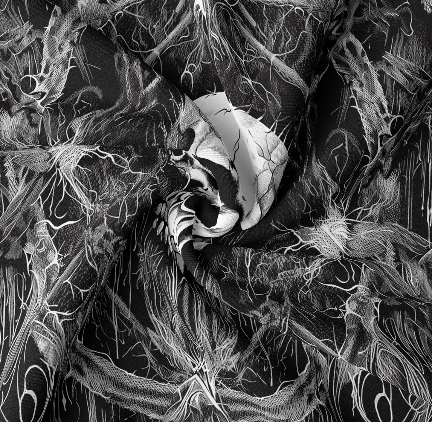 Tapzen Gothic Black and White Wall Tapestry - Dark Skeleton Horror Design - Aesthetic Cool for Bedroom, Living Room or Dorm (90 x 70 inches)