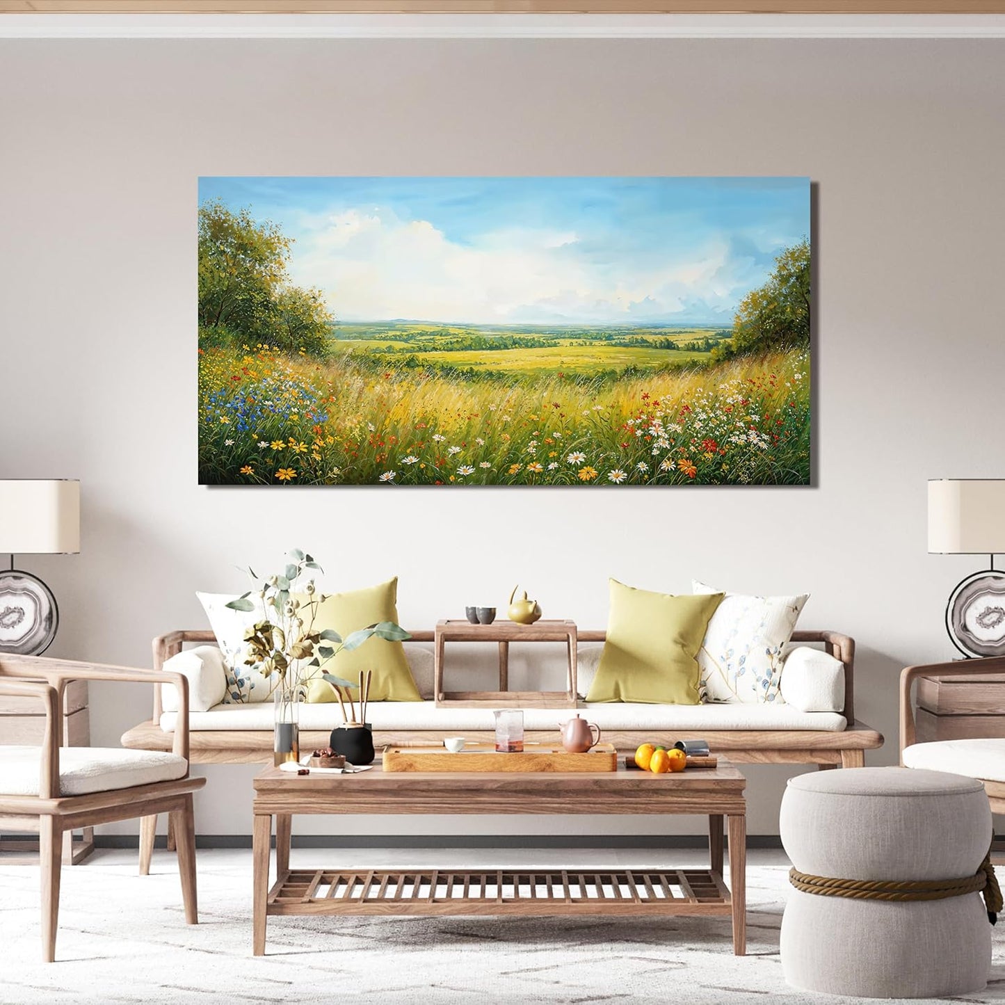 Canvas Wall Art Decor Modern Landscape Wall Art For Living Room Green Botanical Wall Art Artwork For Wall Green Floral Wall Decor Canvas Prints Art Work For Home Kitchen Office Decor 20" X 40"