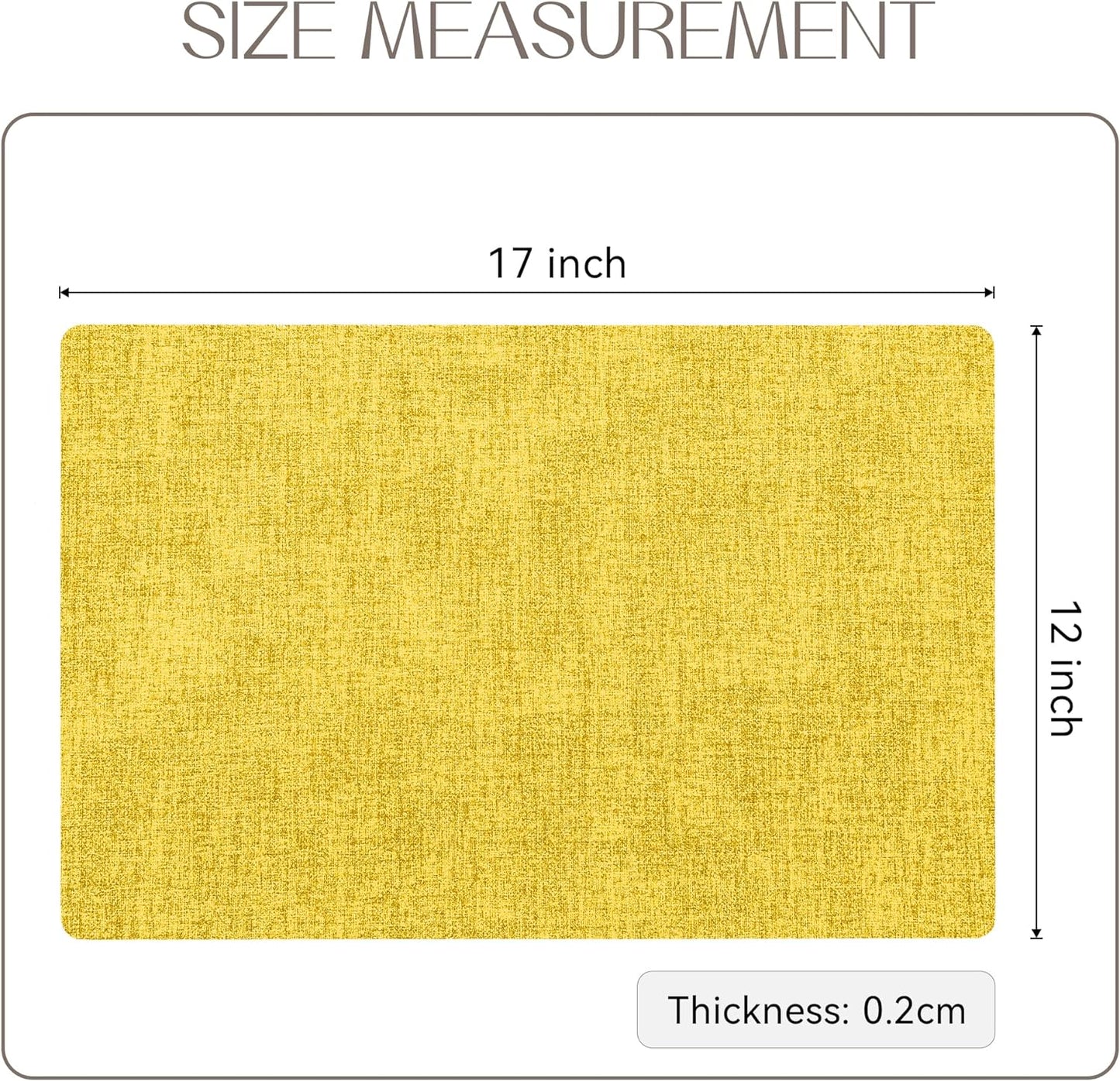 Romanstile Vinyl Placemats Set of 8-12 X 18 Inch - Heat Resistant Place Mats 100% Waterproof Oilproof Wipeable Reversible Faux Leather Table Mats for Kitchen/Dining/Party/Outdoor, Yellow