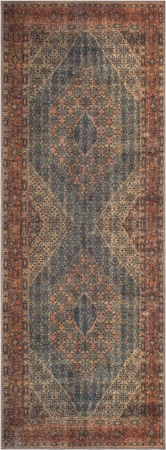 Keen Home Design 2x10 Rug - Machine Washable Runner Rug with Non-Slip Backing, Ideal for Hallway, Entryway, Kitchen, Laundry Room - Vintage, Easy Clean, Durable, Low Pile - (2'6" x 10')