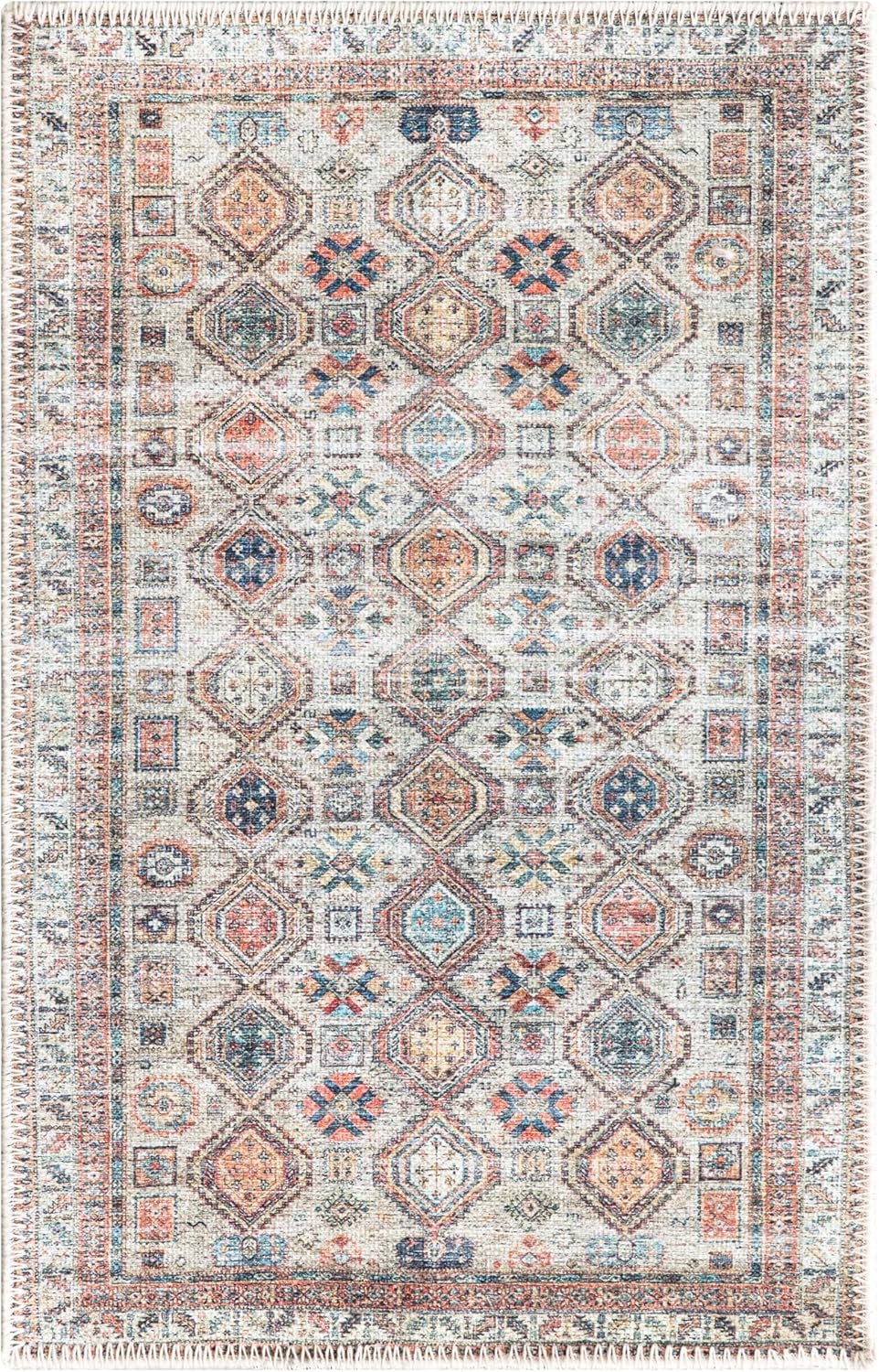 Keen Home Design 2x3 Rug - Machine Washable Entry Rug with Non-Slip Backing, Ideal for Enteryway, Kitchen, Bathroom, Laundry Room - Vintage, Easy Clean, Durable, Low Pile Rug - (2' x 3')