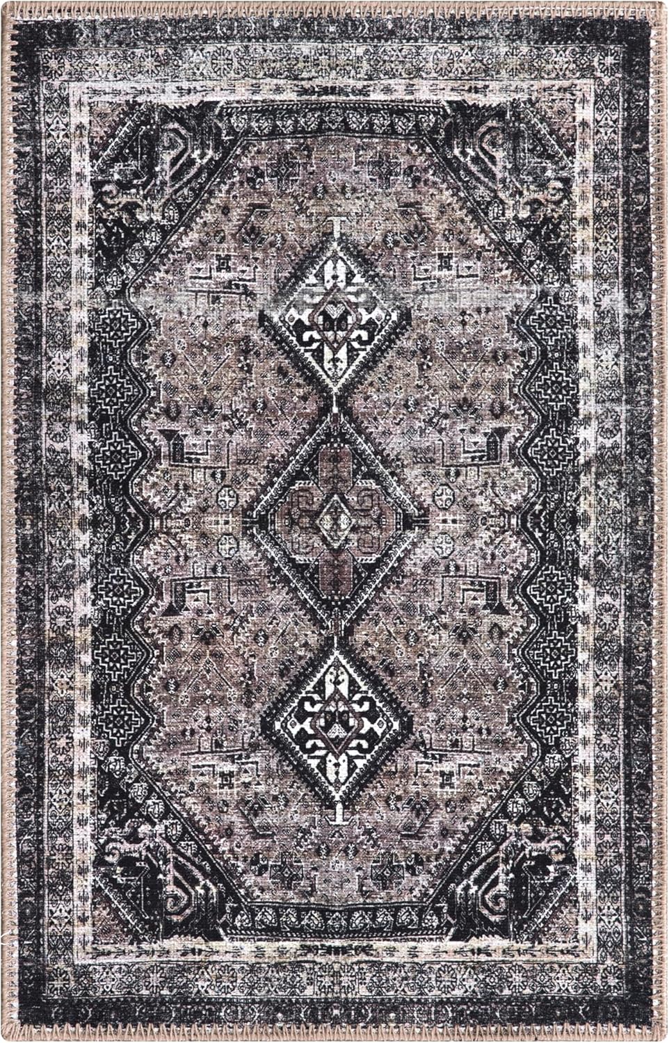 Keen Home Design 2x3 Rug - Machine Washable Entry Rug with Non-Slip Backing, Ideal for Enteryway, Kitchen, Bathroom, Laundry Room - Vintage, Easy Clean, Durable, Low Pile Rug - (2' x 3')