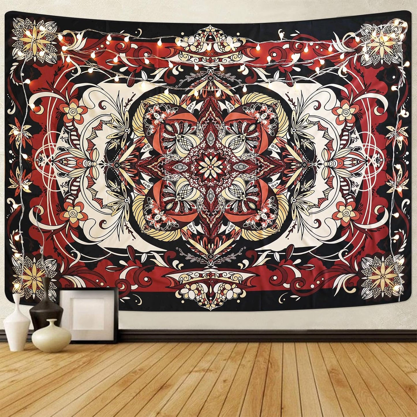 CHDGDHC Mandala Tapestry - Moth Wall Hanging, UV Resistant, Machine Washable, Lightweight, Psychedelic Bedroom Aesthetic Decor for Bedroom, Living Room, Yoga Room - 79.92x59.84 Inch