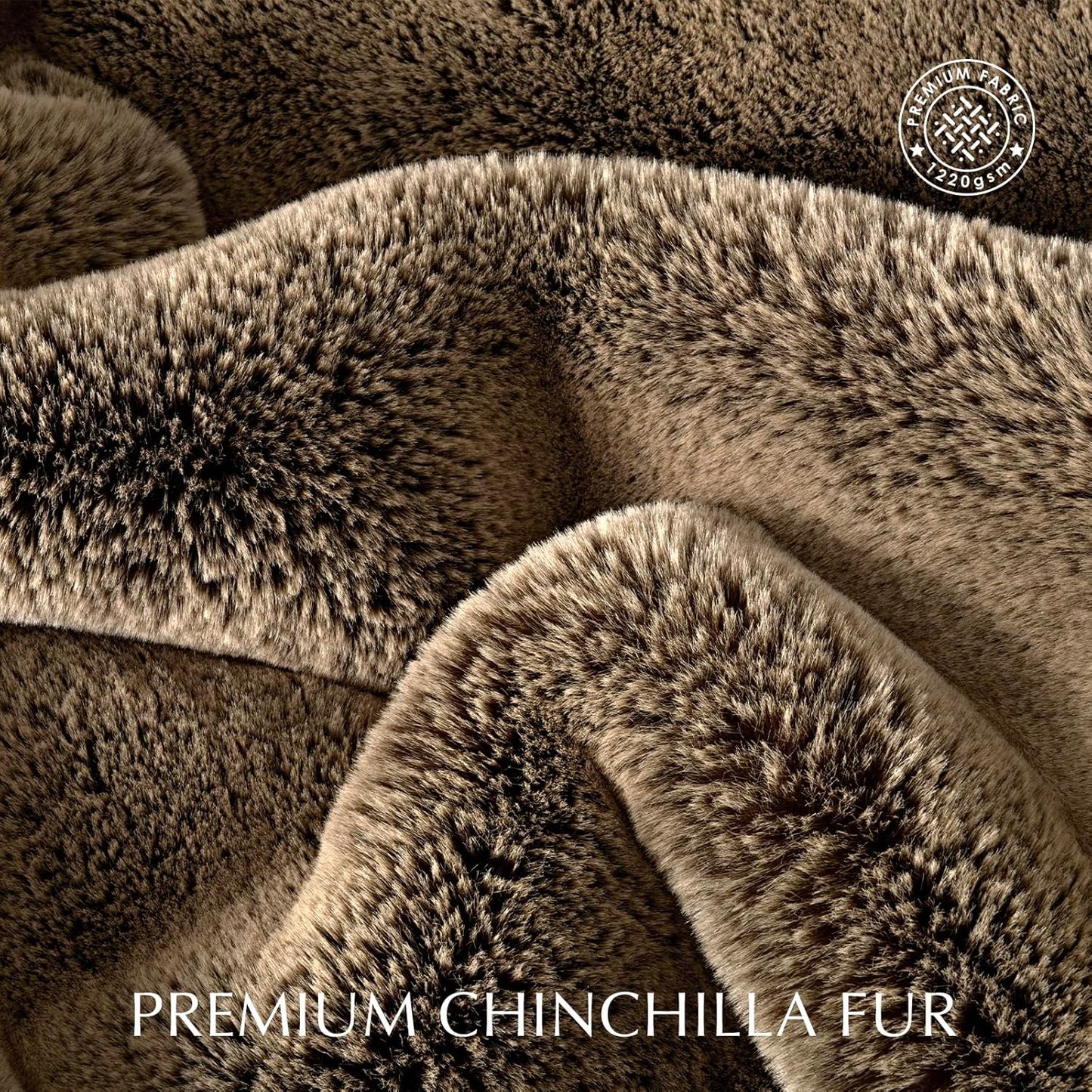 Luxury Soft Faux Chinchilla Fur Throw Blanket for Couch, Warm Thick Heavy Winter Throw Blanket 1220GSM for Bed, Fluffy Cozy Mink Blanket with Reversible Velvet, Brown Sable, 50"x60"