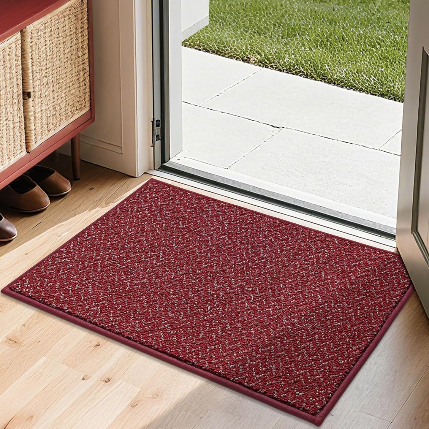 COSY HOMEER-Door-Mat 20" x 32" Non Slip Absorbent Entryway Rugs Dirt Trapper Doormats Washable Entrance Mats Low Pile Welcome Floor Mat for Front Back Door and Entry Mats,Red